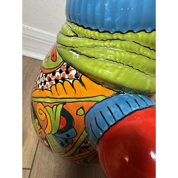 Mexican Talavera Pottery Snowman With Light 13” Holiday Christmas Decor Handmade - Picture 6 of 14